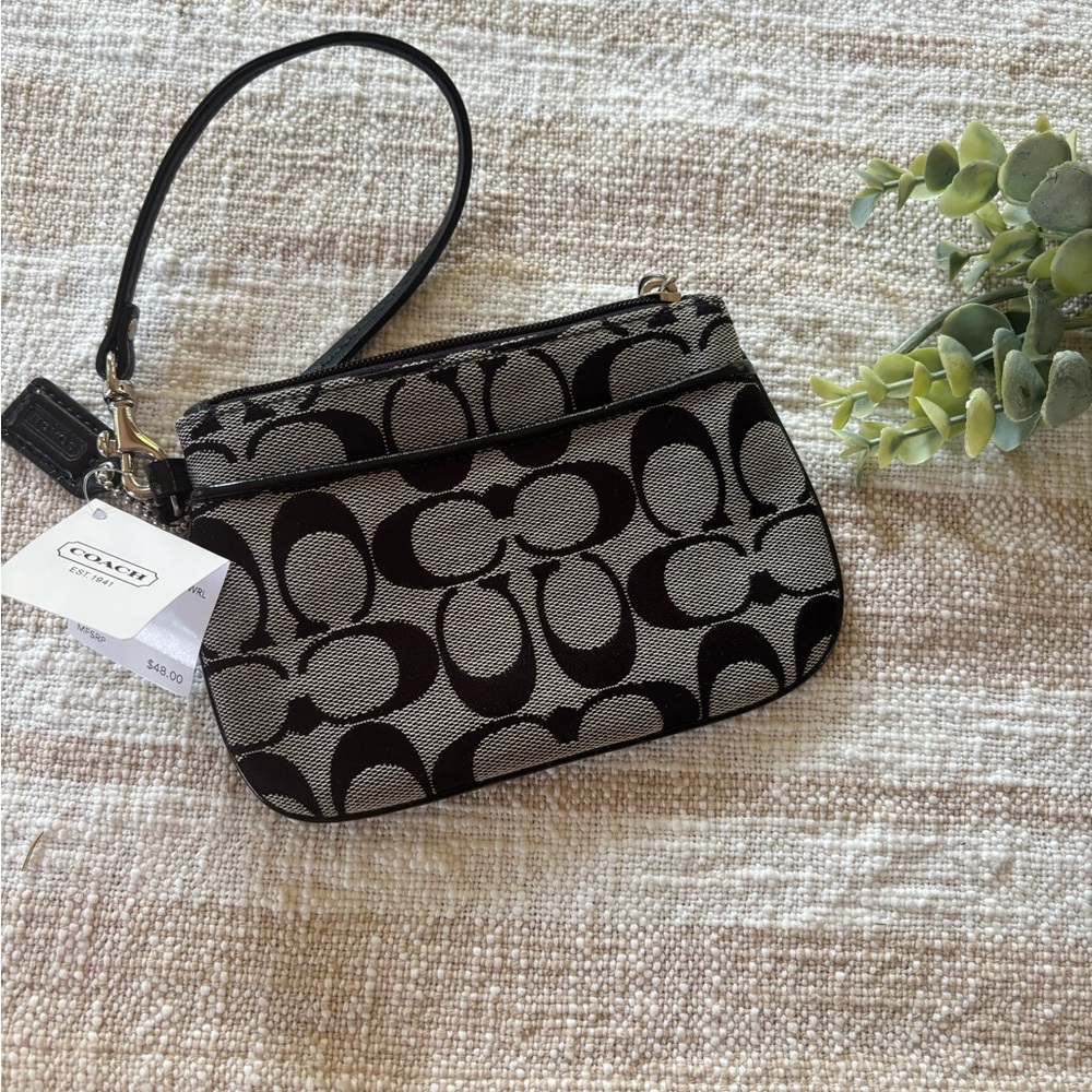 Coach Black and Gray Monogram Clutch